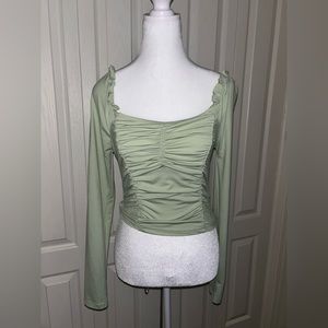 Off shoulder safe green crop top